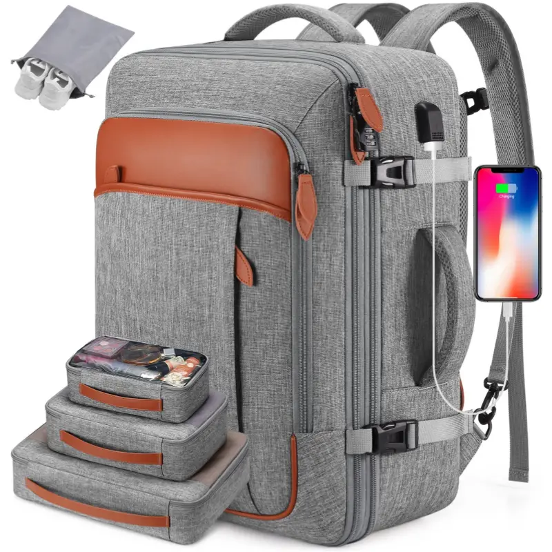 UKEIN&Miusse 42L Laptop Backpack XL, Carry-on Approved Bag for Men & Women, Waterproof Luggage with Packing Cubes, Shoe Pocket, Personal Item Size for