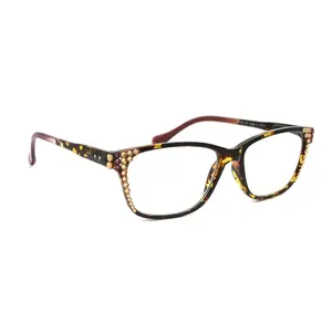 Milan, (Bling) Reading Glasses Women W (L Colorado, L. Amethyst) Genuine European Crystals. Square +1.25..+3 (Tortoise Brown, Purple)