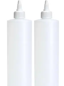 Condiment Squeeze Bottles, 16 OZ Empty Squirt Bottle with Twist Top Cap, Leak Proof - Great for Ketchup, Mustard, Syrup, Sauces, Dressing, Oil, Arts and Crafts, BPA FREE Plastic - 2 PACK