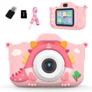 Cartoon Dinosaur Design Beginner Digital Camera, Cute Video Recording Camera Toy with 32GB Memory Card, Perfect Birthday & Holiday Gift Choice