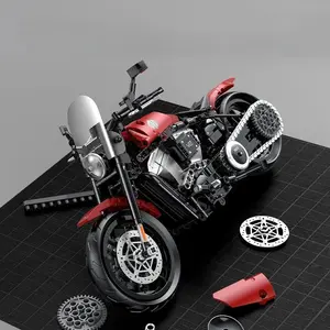 1:8 Motorcycle Model Building Block Set, Creative Fun Motorcycle Model Building Toy, Fun Construction Toy