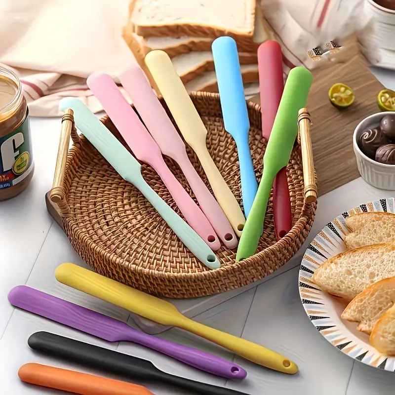 Multicolor Silicone Spatula Set, 2-Piece Flexible Baking Scrapers for Daily Use with Cakes, Pots, Bowls, Jars