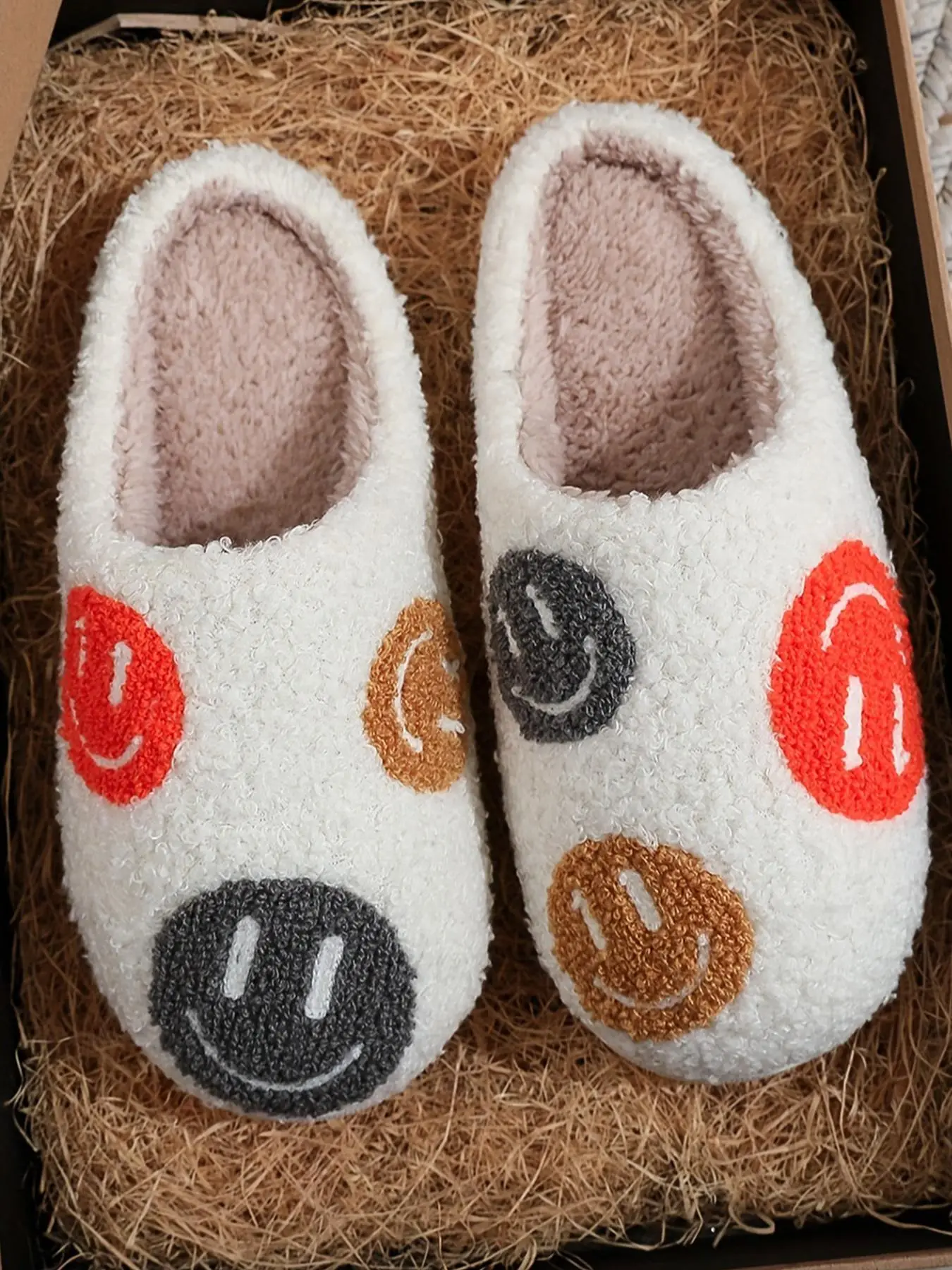 Women's Cute Cartoon Print Design Slide Slippers, Casual Comfortable Home Slippers for Fall & Winter, Fluffy Winter House Shoes for Indoor and Outdoor