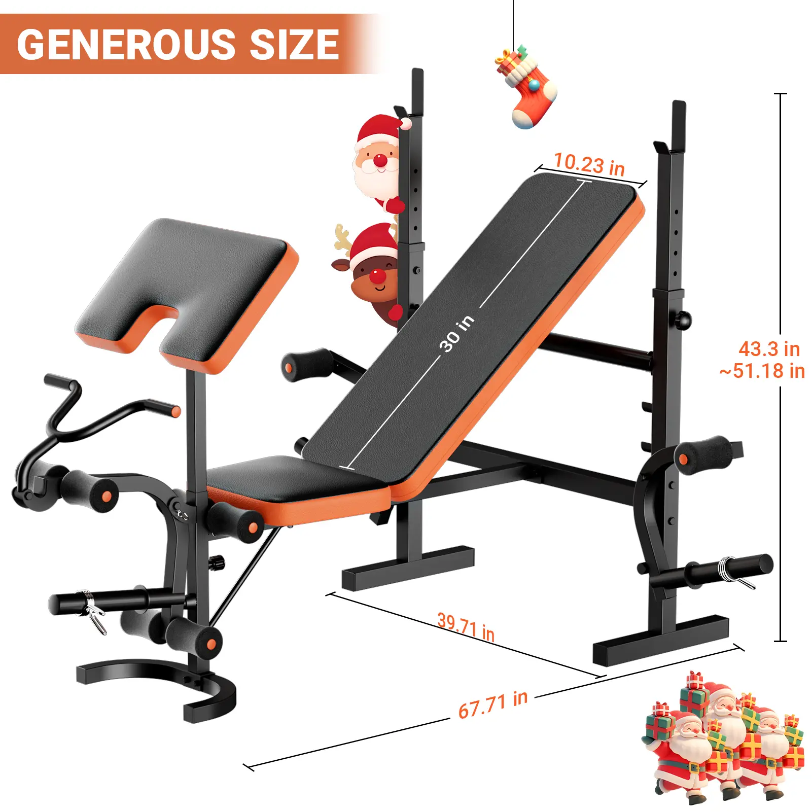 Hapsor Adjustable Weight Bench Set Ultimate Workout Station 6-in-1 Olympic Home Gym Bench with Leg Extension Preacher Curl Complete Bench Press Rack for Full Body Strength Training Ideal for Flat Incline Exercises Fitness Equipment