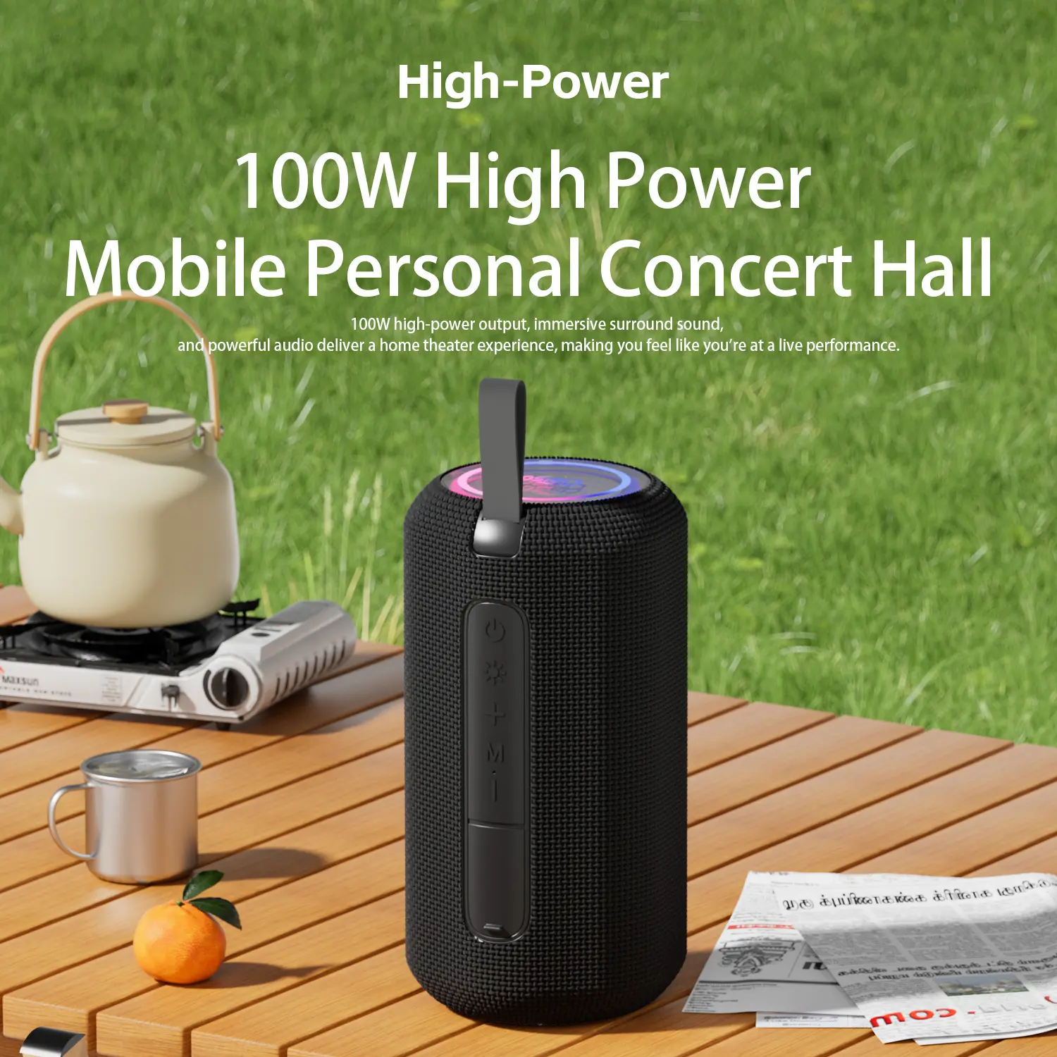 T67 Wireless Bluetooth Cordless Speaker - High-Quality Mobile Audio, 360° Surround Sound, Long Battery Life, Anti-Drop Design, Hanging Rope, Multifunctional Durable Build for PC & Laptop (Built-in Wireless Speaker)