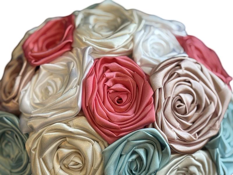 Summer Grace’s Bouquet | Ivory, White, Coral, Blush Pink, Peach, & Seafoam | Mint Wedding Bouquet | Coral Bridal Bouquet | Beach Wedding Bouquet | Rustic Wedding | Summer Wedding Bouquet