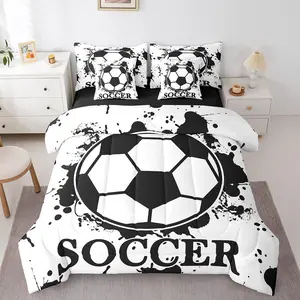 Feelyou 7-Piece Soccer Bedding Set - Boys' Football Comforter Set with Sheets, Tie-Dye Patterns Bed-in-a-Bag for Soccer-Themed Rooms