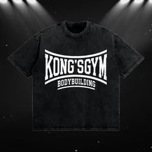 KONGGYM 002 BodyBuilding Oversized Washed T-Shirt Men Workout Fitness Shirt, Gym Apparel, Workout Wear, Training Men's Top, Aesthetic Shirt, Discipline, Strength, Focus