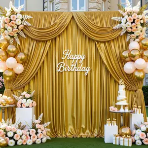 Dark Gold Glitter Backdrop Curtain, 2-Panel 5x10FT Wrinkle-Free Thick Shiny Fabric Drapes for Wedding, Party Photography Background