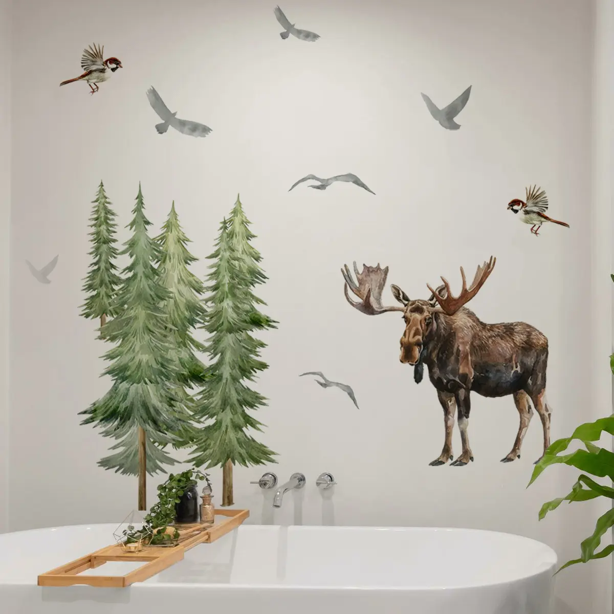 A set (30*90cm) of big tree and bird wall stickers for decorating festival homes, living rooms, bedrooms, and corridor background walls, M20281