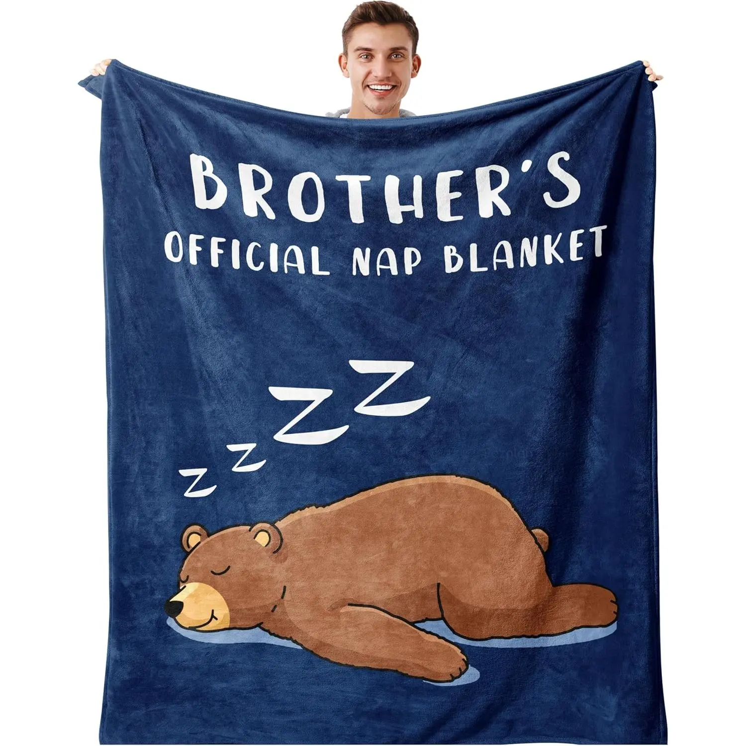 Gifts for Brother Fathers Day Nap Blanket, Cool Brother Birthday Gifts, Best Brother Gifts from Sister, Funny Gift for Brothers Adult from Sister on Fathers Day Christmas Blue Throw