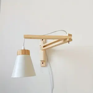Industrial Style Wall Lamp Holder, Adjustable Lighting Fixture Mount, Suitable for Desk, Bookshelf, Bedroom, Living Room, No Wiring Needed
