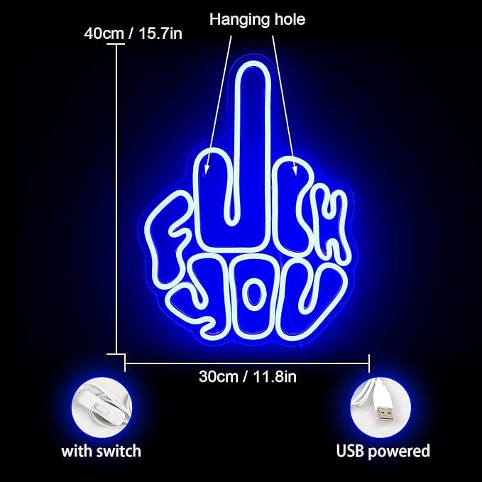 Letters Gesture Neon Signs for Wall Pink LED Neon Lights USB Neon Wall Light Neon Bar Light Up Sign for Bedroom Party Pub Game Zone Decoration