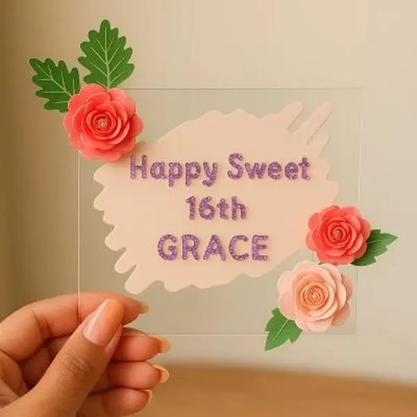 Acrylic Personalized Plaque w/ 3D Paper Flowers
