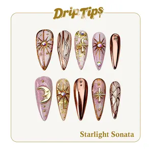DripTips｜STARLIGHT SONATA 10PCS Handmade Press On Nails Reusable/Long-Lasting/Salon-Grade