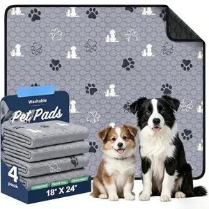 Washable Pee Pads for Dogs, 4 Pack Absorbent Reusable Training Dog Pads Pet Puppy Pads, Non-Slip Potty Pads for Whelping, Playpen, Crate, Bed, Grey 18"x24"
