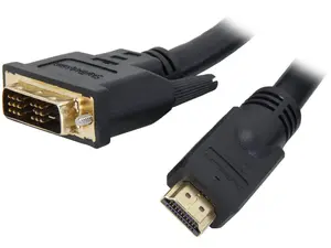 StarTech.com HDDVIMM25 25 ft. Black Connector A: 1 - HDMI (19 pin) Male Connector B: 1 - DVI-D (19 pin) Male HDMI to DVI-D Cable Male to Male