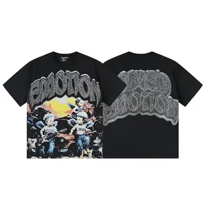 MIXED EMOTION Unisex Vintage Streetwear Rhinestone Cotton T-Shirt, Loose Graphic Short-Sleeve Sports Top, Bling Casual Summer Outfit for Festival & Travel, TikTok Shop Deals Slim Shape Men's Moisture Wicking Monaco Club Flag Print Hoodie