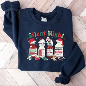 Silent Night Christmas Sweatshirt T-Shirt, Christmas Nurse Shirt, Medical Christmas Shirt, ICU Nurse Christmas Tee, Nurse Holiday Hoodie, Nurse Gifts
