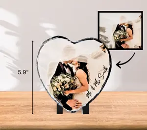 Personalized Heart-Shaped Stone- 9.84" Matte Finish Stone with Custom Photo and Text
