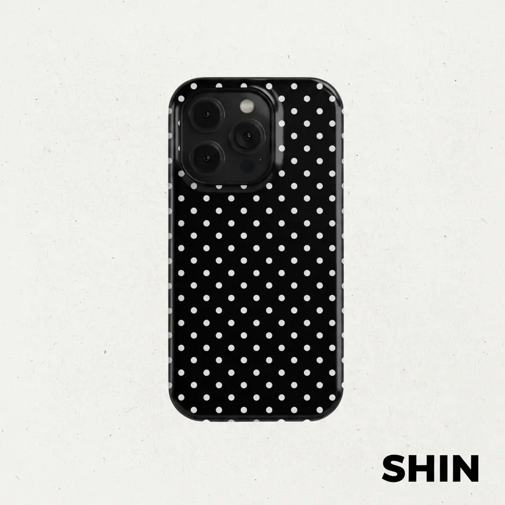 Classic Black Polka Dot Waterproof Smartphone Case - Full-Body Anti-Scratch Shockproof Cover, Protective Mobile Accessory for iPhone 11-17