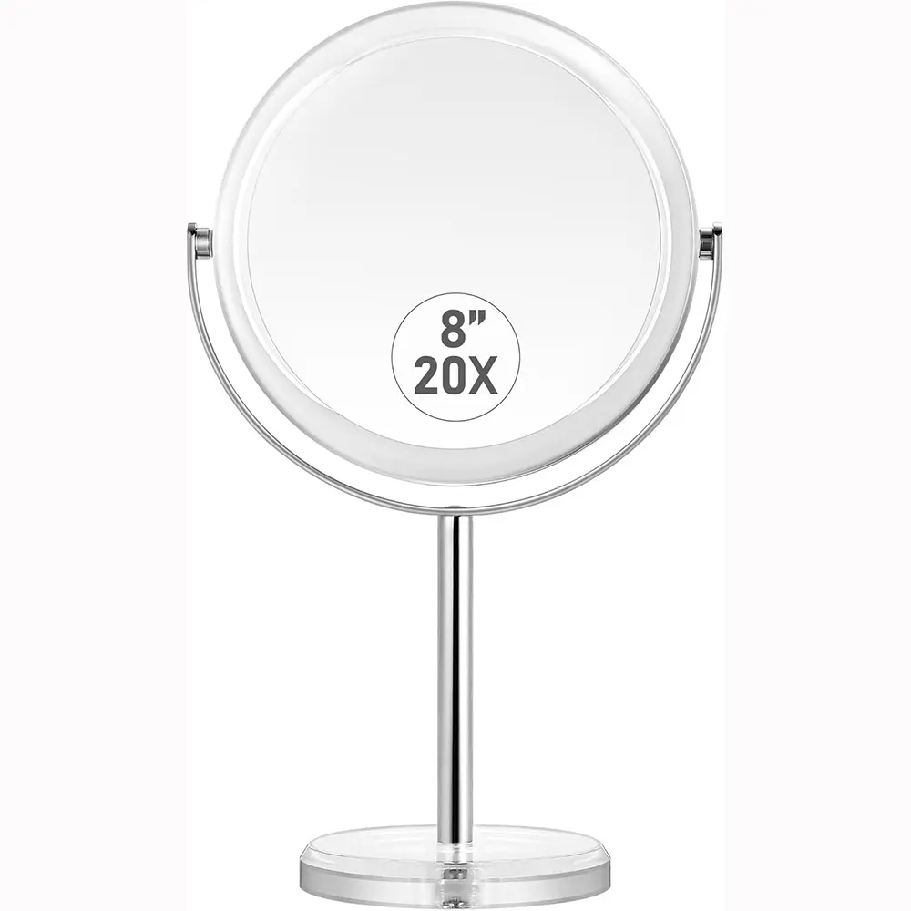 MIYADIVA 20X Magnifying Makeup Mirror,Double Sided 1X & 20X Magnifying Mirror with Stand,Tabletop Magnified Vanity Mirror with 360°Rotation for Bathroom or Bedroom 7.8 Inch