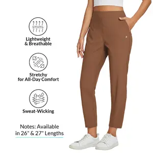 baleaf Women's 26"/27" Lightweight Breathable Soft Ankle Pants Casual Summer with Zipper Pockets Stretch Petite Golf Work Bottoms UPF50 Outfit Athletic