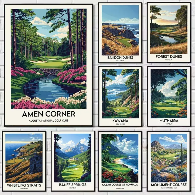 [Sale off up to 55%] [Free Ship] Vintage Bandon Dunes Golf Course Poster, Famous Golf Resort Landscape Wall Art, Golf Travel Poster, Sports Field Print, Club Room Decor, Home Decor