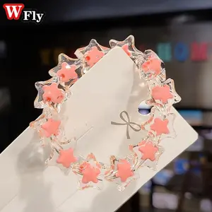 Lolita princess Fashion Stars Flower decorate Bracelet Cute Sweet Women Girls transparent Bangles children Birthday Gift Jewelry