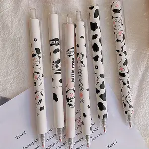 Cartoon Cow Pattern Press Gel Pen, 6/12/18/24pcs Portable Large Capacity Signature Pen, Writing Pen for Office School Student, Office Stationery & Supplies