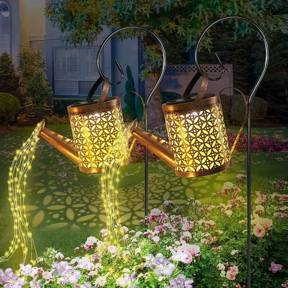 Solar Watering Can Shaped Design LED Lights, Outdoor Waterproof Vintage Metallic Kettle Lamp, Solar Lights Outdoor Creative Decorative Landscape LED L