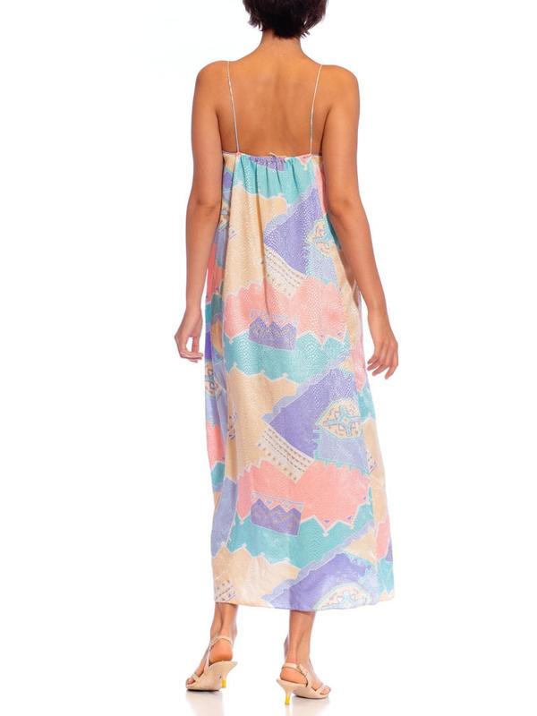 1980S MARY MCFADDEN Multicolor Pastel Polyester Jacquard Dress