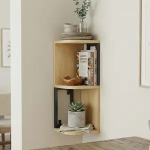 Spaco  Maple Khaki Floating Wall Shelves - Modern Wood Storage for Bathroom, Bedroom, Kitchen & Living Room (Invisible Brackets, Decorative & Functional for Books & Organization)