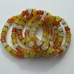 Sunset Glass Beaded Bracelet Set of 5 for Large Wrists
