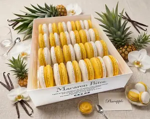 Gourmet Pineapple Macarons - 24 Count | Luxury French Macarons with Exotic Tropical Pineapple Flavor