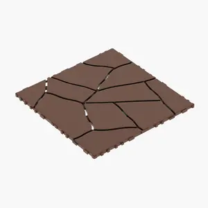 Stone Style 12" Patio Deck Tiles, DIY Module Interlocking Decking Tiles Floor Tile Outdoor and Indoor,Easy and Quick Installation Court Tiles for Porch Poolside Balcony Backyard 44pcs, Brown