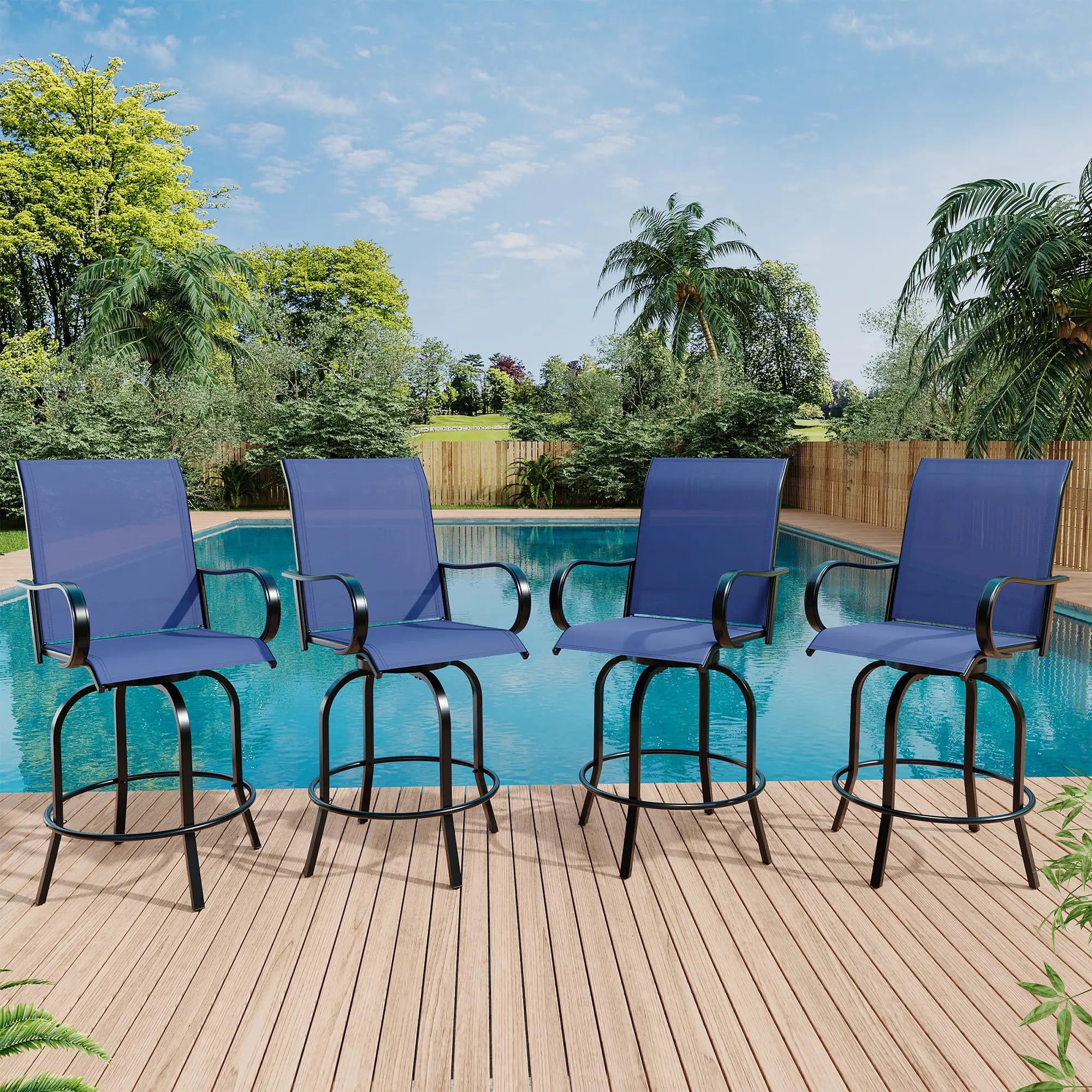 Square Outdoor Bar Table 31.5'' for Garden, Balcony, Poolside, Backyard, Lawn Tempered Glass Top, Sturdy Metal Frame, High Top Patio Bistro Table