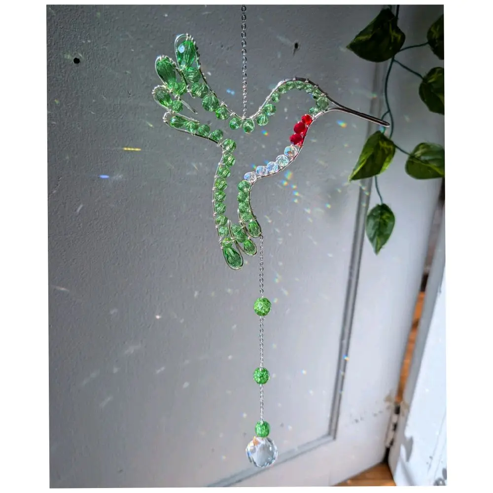 Handmade Hummingbird Crystal Suncatcher | Wire Wrapped Window Hanging | Rainbow Sun Catcher | Bird Lover Gift | Garden Decor