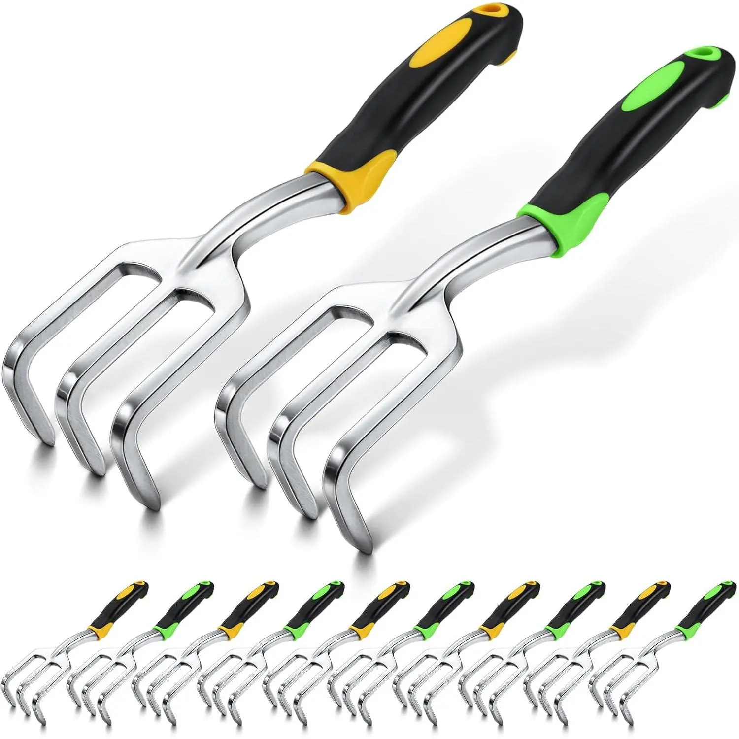 12 count Hand Rake Garden Tool Mini Rake Heavy Duty Garden Cultivator 11 Inches Small Rake for Gardening  Alloy Hand Tiller with Soft TPR Handle for Digging Weeding Loosening Soil