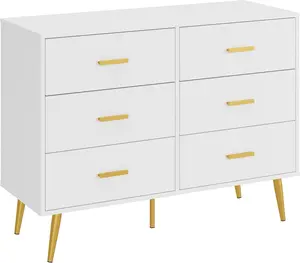 6 Drawer Dresser for Bedroom 41.7 Wide Cabinet with Elevated Base Fabric Storage Tower Sturdy Steel Frame Chest Drawers Organizer Unit for Closet Living Room Hallway