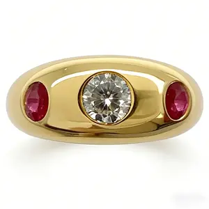 Vintage three-stone arched women's ring, dome ring, cocktail ring