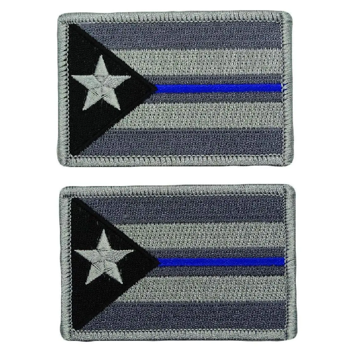 Puerto Rico Flag Police Thin Blue Line Patch [2PC Bundle - 3.0 x 2.0 - “Hook” Fastener -MTP1]