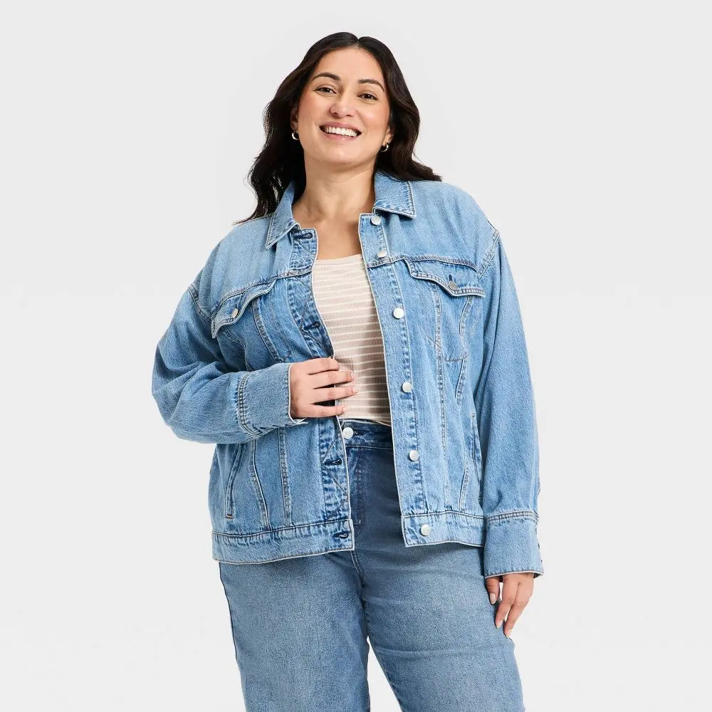 Women's Denim Boyfriend Trucker Jacket - Ava & Viv Women's Denim Boyfriend Trucker Jacket - Ava & Viv