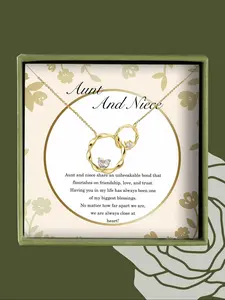 Rhinestone Decorated Ring Linked Pendant Necklace with Box, Elegant Jewelry for Party, Daily  Decor, Trendy All-match & Exquisite Jewelry for Birthday Gift