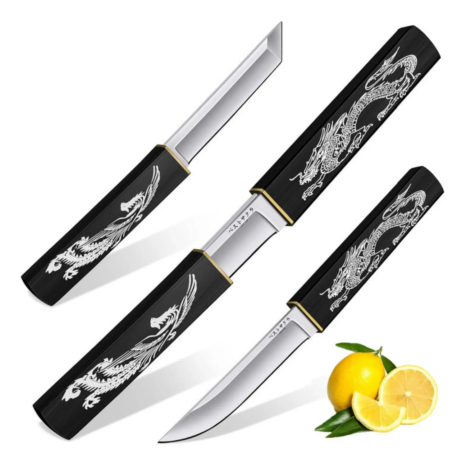 Purple Dragon Precision Fruit Knife - Full Tang Kitchen Blade for Slicing Peeling & Carving Fruits - Professional Chef's Tool for Citrus Melons & Pineapples