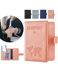 Multifunctional PU Leather Card Holder Wallet, Passport Case, ID Card Sleeve, Unisex Anti-Theft Travel Organizer