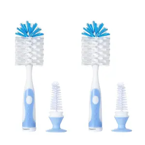 Multifunctional Brush, Baby Bottle Brush, Bottle Brush Cleaner, Rotate The Suction Cup to The Small Bristle Brushes, Set X, Blue, Nylon and Nylon Brush