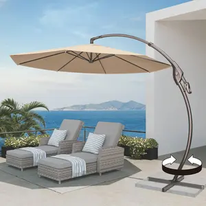 GRAND PATIO Napoli 11 FT Cantilever Offset Umbrella with 360° Rotation Heavy Duty Canopy Sun Shade Canopy