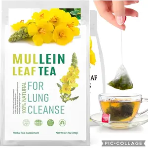 Natural Mullein Leaf Tea , Lung Detox tea , Herbal tea bags with mullein leaf extract, ginseng, elderberry, ginger , chrysanthemum lily and thyme for lung cleanse, congestion relief, mucus detox . Helps clear sinus and lungs kidney natural blend natural h