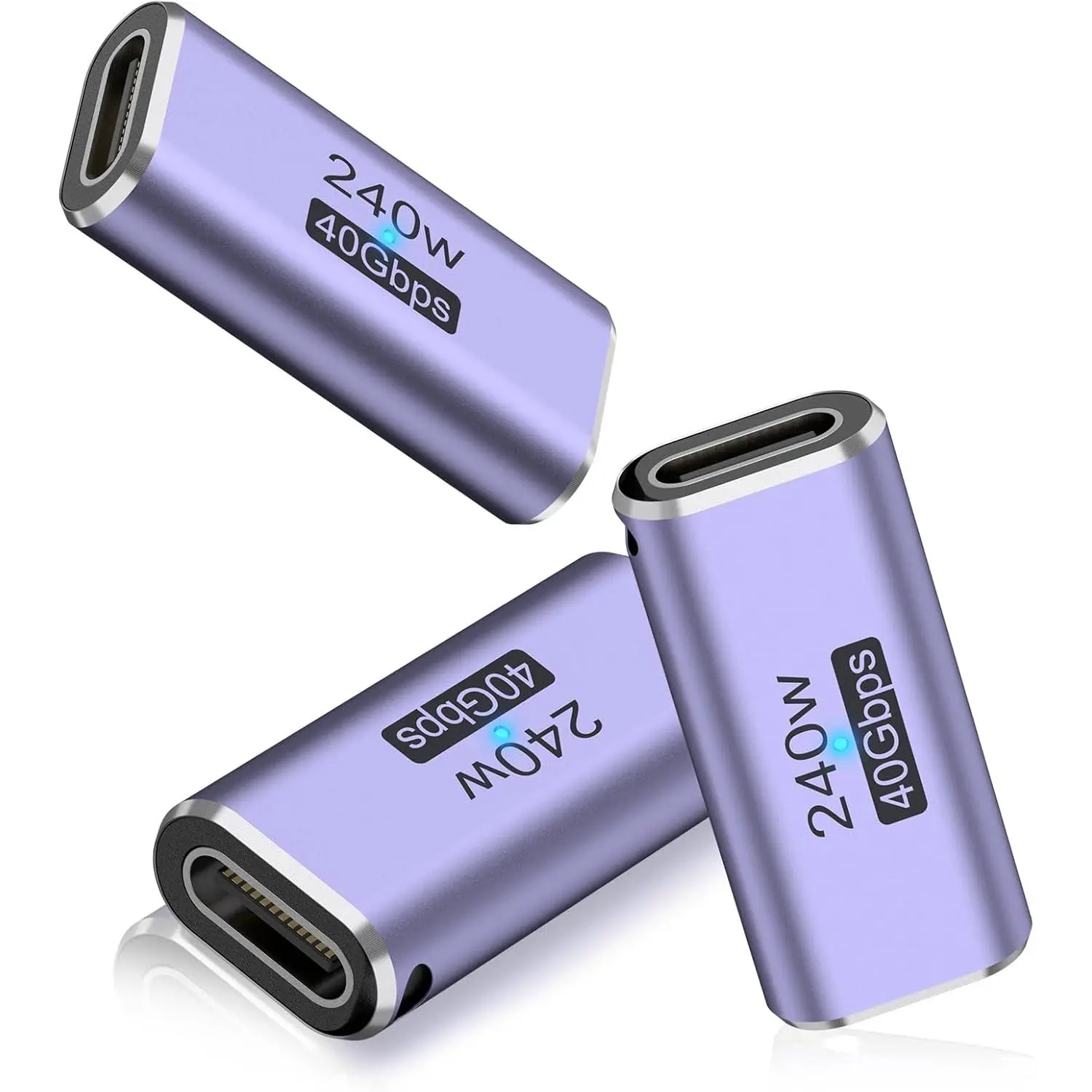 3 Pack USB C Coupler, USB Type C Female to Female Adapter Extender Compatible with Thunderbolt 4/3 Support up to 240W Charging, 40Gbps Data Transfer and 8K@60Hz Video (Light Blue)